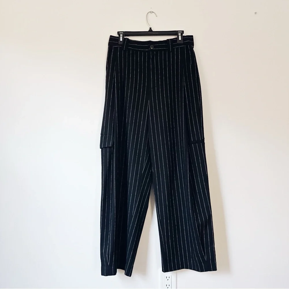 NEW Madewell Cargo Pants in Pinstripe Almost Black - Picture 6 of 9